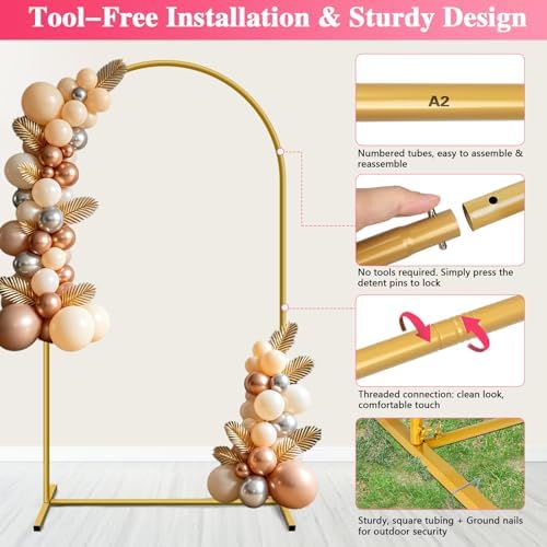 7.2 FT Metal Arch Backdrop Stand, Party Balloon Arch Stand - Image 4