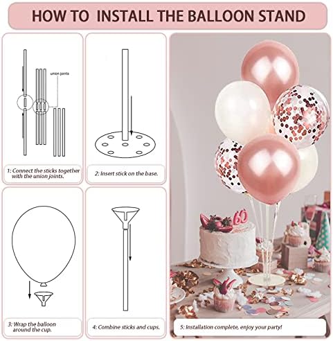 UJoyant Birthday Decorations For Women, 229 Pcs Rose Gold and Black Happy Birthday Supplies - Disposable Dinnerware Set with 25 Guest, Balloons, Sash, Tiara, Banner, Fringe Curtain, Photo Booth Props - Image 5