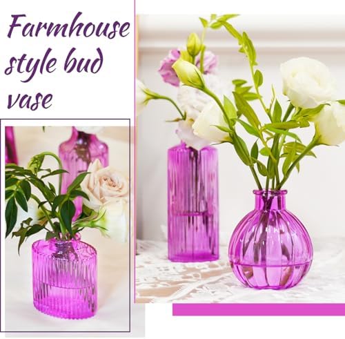 12PCS Hot Pink Vase Small Colored Flower Bud Vases - Image 3