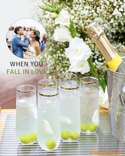 24 Pack Plastic Champagne Flutes, 9 Oz Disposable Wine Mimosa Glasses - Image 2