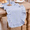 Artoid Mode Light Blue Farmhouse Plaid Gingham Ruffle Table Runner, Seasonal Scalloped Summer Kitchen Dining Table Decoration for Home Party Decor 13x48 Inch by ArtoidMode
