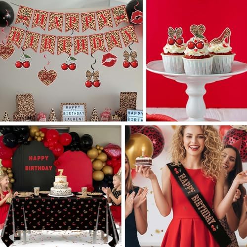 Red Cheetah Print Birthday Decorations, All-in-One Party Set for 24 People - Image 5