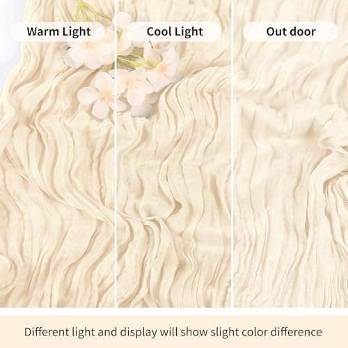 6 Pack Ivory Cheesecloth Table Runner 17x108 Inch Semi Sheer Boho Gauze Cheese Cloth Fabric Table Runners Table Decor for Wedding Party Baby Shower Birthday Home Decor Garden Farmhouse - Image 7