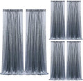 2×8FT-6PCS Black Silver Sequin Backdrop Curtains Panels, Photography Backdrop Glitter Curtains Fabric Background for Christmas Wedding Party Decor by Pufogu