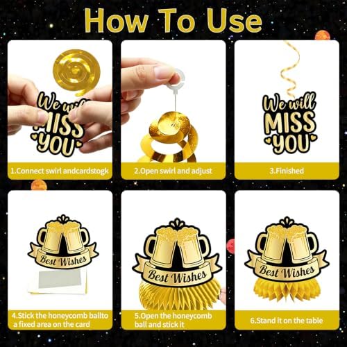 Black Gold Coworker Farewell Decorations - Goodbye Party Decor - Image 5