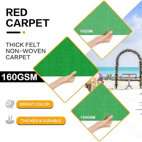 Grass Green Carpet Runner 3 X 15 Feet Runner Rugs for Party, Premium 160 GSM Felt Non-Woven Fabric Runway Rug for Party Wedding & Special Events,Rolled Package Without Creases (Grass Green, 3X15 ft) - Image 4
