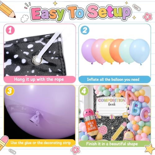 Back to School Balloon Arch Kit Pastel Composition Notebook Classroom Decor - Image 4