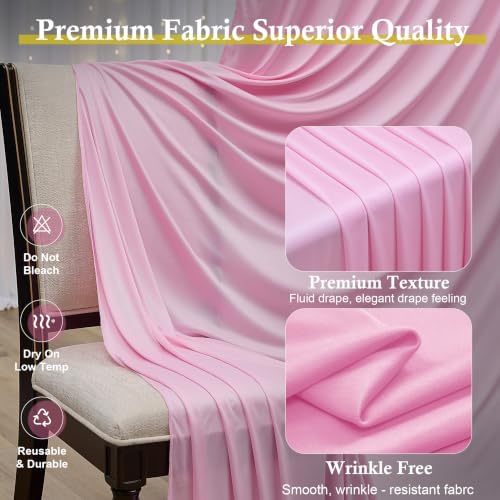 15ft x 10ft Pink Backdrop Curtains, Wrinkle Free Drapes Back Drop Cloth - Image 3