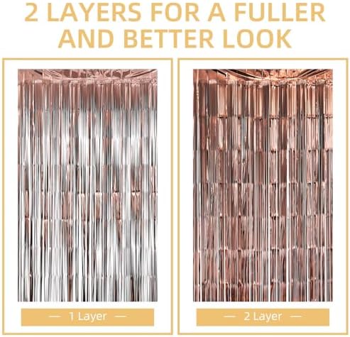 10 Pack Brown Backdrop Curtain 3.2ft x 8.2ft Metallic Tinsel Foil Fringe Curtains Photo Booth Background for Birthday Party Decoration Baby Shower Engagement Wedding Christmas Decoration (Brown) - Image 5