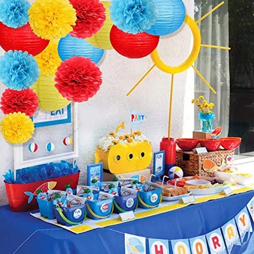 Paper Lanterns Paper Pom Poms Carnival Circus Party Decorations 15pcs - Image 6