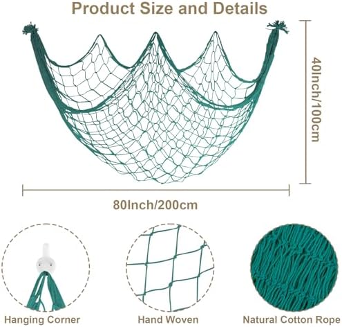 2 Pack Fish Net Decorations, 80x40 Inch Aqua Fishing Net Decor for Party - Image 2