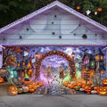 Halloween Garage Door Cover 16x7ft 2 Car Skeleton Pumpkin Arch Ghost Decor by Lacoiime