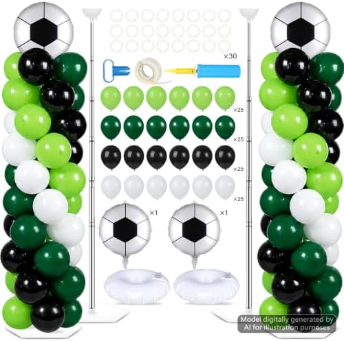 2 Sets Soccer Balloon Column Stand Adjustable Sports Football Balloon Decor by Naozinebi