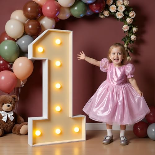 imprsv 3FT Marquee Numbers, Large Light Up Numbers 1 for 1st Birthday Decor by Letsmakeitimpressive