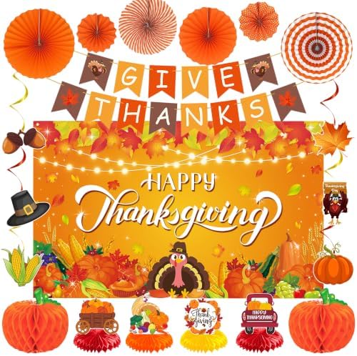 DARUNAXY Orange Happy Thanksgiving Party Decorations Set(20PC) by DARUNAXY