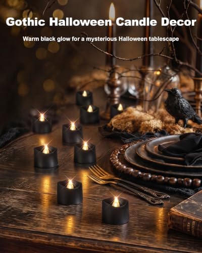 Homemory 24-Pack Black Flameless Battery Tea Light Candles, 200+ Hours - Image 4