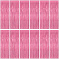 ZATAYE 12 Pack Pink Backdrop, 3.28 FT x 7.05 FT Foil Fringe Curtains, Metallic Pink Tinsel Curtain Party Streamer Birthday Backdrop for Girl, Valentines Day Decorations Bachelorette Party Supplies by ZATAYE
