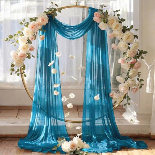Pack of 1 Wedding Arch Drape Panel Fabric 30" x 20ft - Dark Teal - Image 6