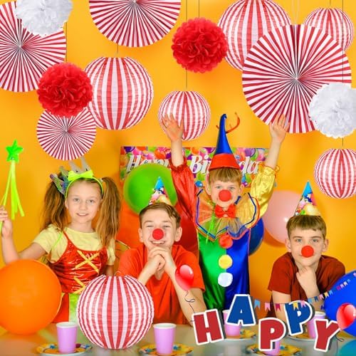 Hortsun 16 Pcs Red and White, Halloween Carnival Circus Party, 8/12/16 Inch - Image 2