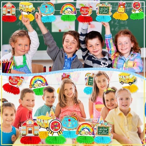 JULMELON 8 Pcs Back to School Table Decor, 3D Welcome Honeycomb Centerpiece - Image 6