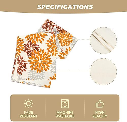 Artoid Mode Orange Dahlia Floral Pinnata Fall Table Runner, Seasonal Autumn Thanksgiving Kitchen Dining Table Decoration for Home Party Decor 13x72 Inch - Image 5