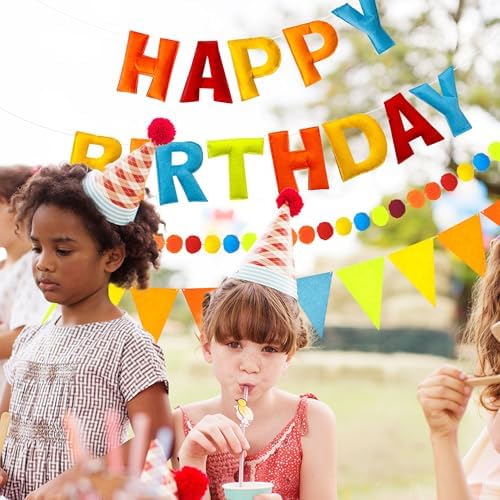 CANREVEL 3 PCS Pre-Strung 3D Happy Birthday Banner Decorations, Blue Orange - Image 2