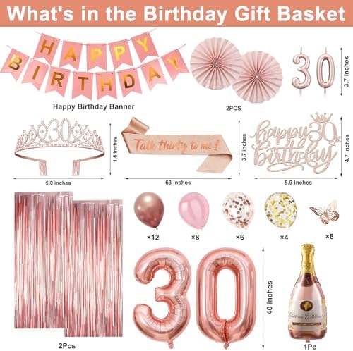 Juesly 30th Birthday Decorations for Women, 51pcs 30 Year Old Party Set - Image 3