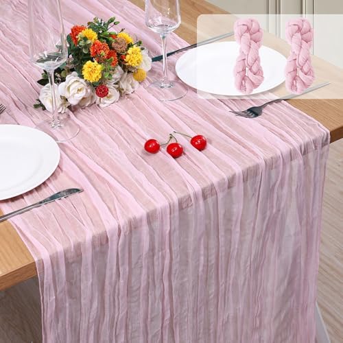 2 Pack Cheesecloth Table Runner 10Ft Christmas Gauze Boho Table Runners for Wedding Decor Bridal Shower Decorations Baby Shower Party(35" x 120") by Home