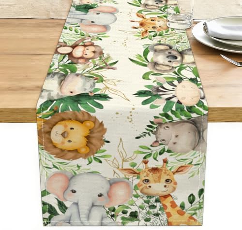 Elephant Giraffe Baby Shower Table Runner, Seasonal Spring Decoration by Unknown