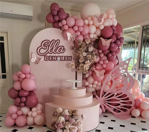 MEBAY Retro Rose Baby Pink Champagne White Sand Balloons Garland Arch Kit, 146Pcs Latex Balloons Different Sizes 18 12 10 5 Inch for Party Decorations, Wedding Backdrop, Birthday, Graduation - Image 6