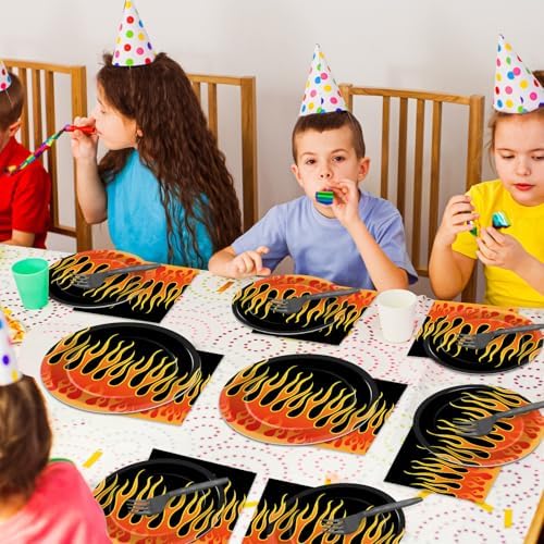 96pcs Flame Party Plates Napkins Fire Birthday Party Decorations - Image 6