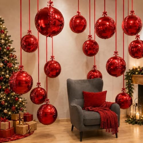 Togvu Red Round Foil Balloons, 12PCS Different Sizes 4D Metallic Balloon - Image 5
