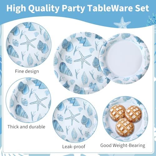 Pickmesh 400 Pcs Under The Sea Party Supplies, Ocean Party Tableware for 50 - Image 3