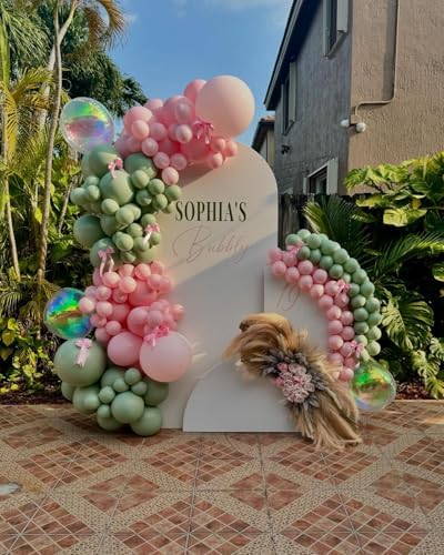152Pcs Pink and Green Balloon Garland Arch Kit - Sage Green and Pink White Sand Gold Different Size Balloons for Girl Baby Shower Wedding Birthday Jungle Safari Woodland Party Decorations - Image 5