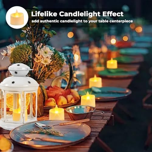Realistic Flameless Tea Lights - 50 Pack Mega Bulk Set with Dancing Flicker, Heavy-Duty LED Votives for Weddings, Events & Home Decor (Ivory Base, 50 Pack) - Image 3
