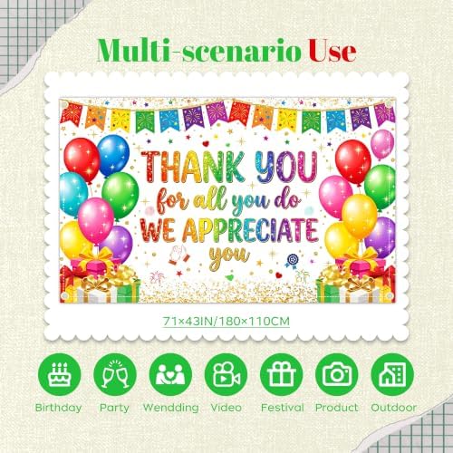 We Appreciate You Banner Decorations Set,Wihte Thank You for All You Do Backdrop with Honeycomb Centerpieces and Hanging Swirls, Office Employee Staff Teacher Appreciation Party Supplies Kit - Image 2