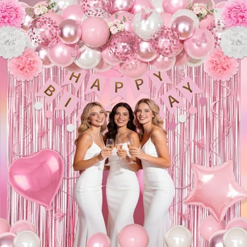 Pink Birthday Party Decorations Women Girls Birthday Party Supplies - Image 6