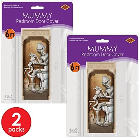 Beistle 2-Pack Mummy Restroom Door Covers, Spooky Halloween Bathroom Decorations, All-Weather Plastic for Haunted House and Trick-or-Treat, 5’ x 30” - Image 6