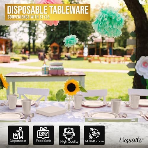 Exquisite 350 Pcs Ivory Plates and Napkins Party Supplies Plate Sets - Image 5