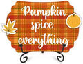 Fall Table Sign 5x7 Inch Autumn Decor, Rustic Party Centerpiece with Metal Stand & 2 DIY Stickable Wood Decor, Pumpkin Spice Everything Thanksgiving Table Decoration for Home & Party Display - B05 by AMHGLW
