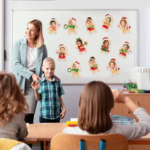 54Pcs Christmas DIY Paper Cutouts, Christmas Gingerbread Man Cut Outs Bulletin Board Decoration with Photo Space for Xmas DIY Craft Classroom Party Wall Decor, 9 Designs - Image 6