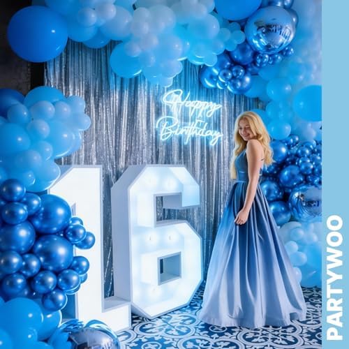 PartyWoo Blue and Silver Balloons 66pcs 12 Inch Light Blue Silver Balloons - Image 4