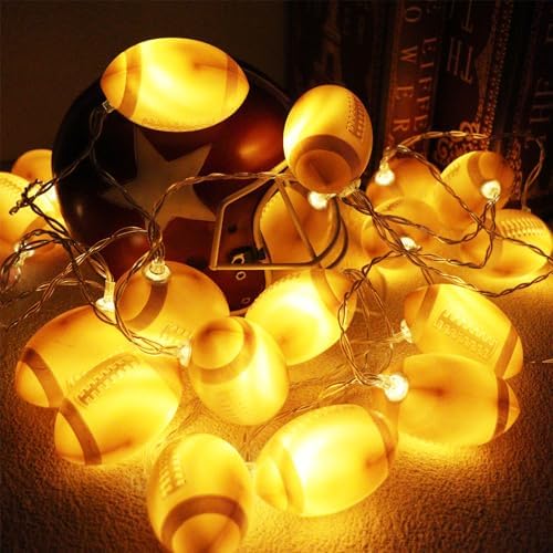 Yayfazy Football Decorations String Lights, 9.9ft 20LED Light Up Football Decor Battery Operated for Sports Theme Party, Christmas Football Gifts for Boys, Son, Grandson, Football Lover by Yayfazy
