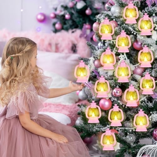 Ferraycle 12 Pcs Mini Lanterns Bulk 4 Inch Pink Lamp Table Centerpieces - Image 4