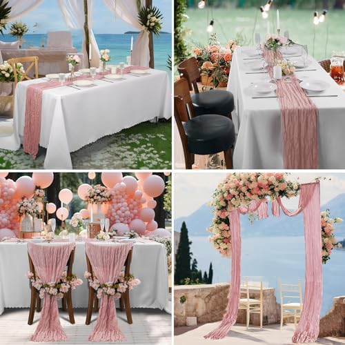 Bailarina 25 Pack Cheesecloth Table Runner 17x108 Inch Long Gauze Cheese Cloth 9ft Wrinkled Sheer Table Runner for Wedding Reception Birthday Party Table Decoration (Dusty Pink) - Image 7