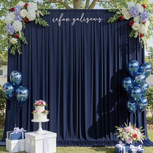 40ftx10ft Navy Blue Backdrop Curtains for Party Background, Wrinkle Free 8 Panels Silky Navy Photo Backdrop Drapes Back Drop Cloth Drapery for Wedding Birthday Photography Baby Shower Decor - Image 6
