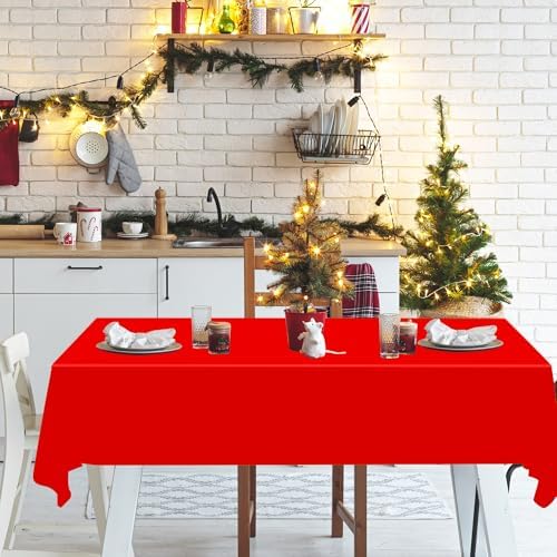 12 Pack Christmas Plastic Tablecloths, Red White Green - Image 4