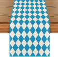 Artoid Mode Diamond Plaid Blue Bavarian Flag Oktoberfest Table Runner, for German Party Kitchen Dining Table Decoration for Home Party Decor 13x36 Inch by ArtoidMode
