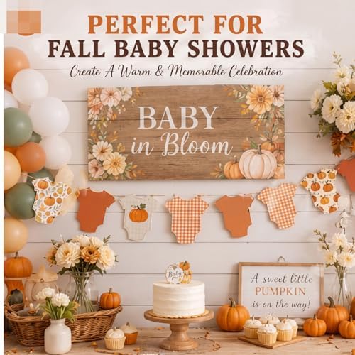 Frienda 10 Pcs Pumpkin Baby Shower Banner Bodysuit Garland with Clips - Image 5