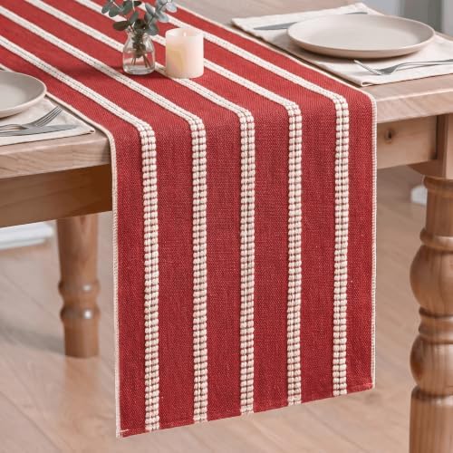 Artoid Mode Red Farmhouse Dashed Stripe Table Runner, Seasonal Holiday Christmas Boho Rustic Kitchen Dining Table Decoration for Home Party Decor 12x120 Inch by ArtoidMode